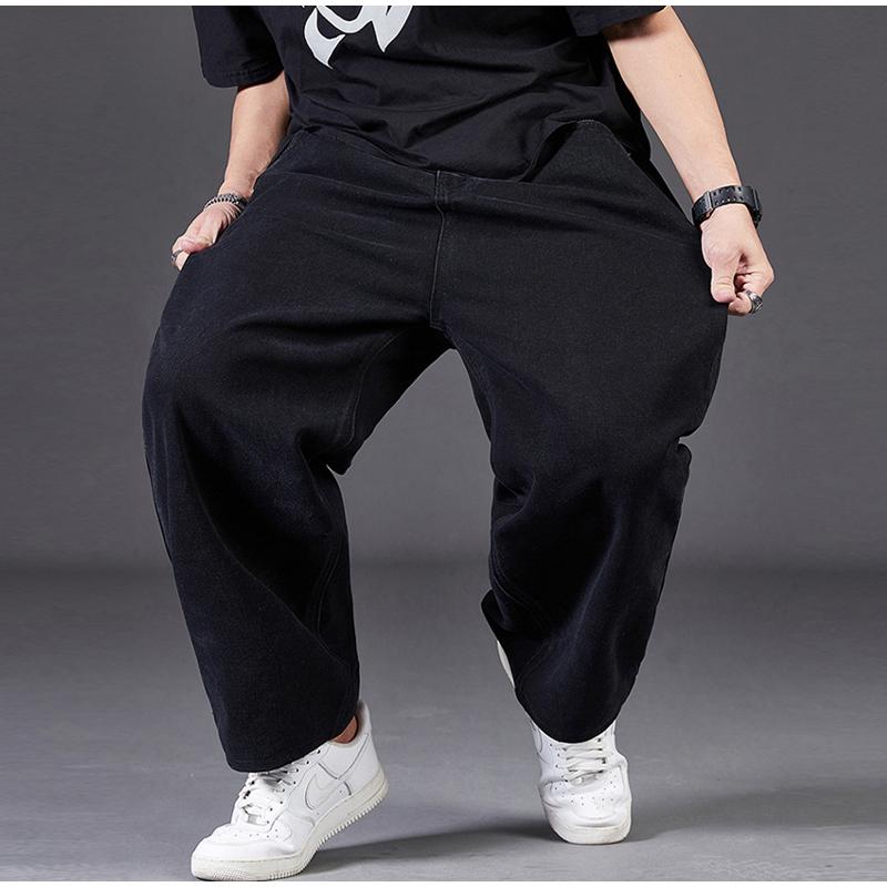 Jeansy Plus Size Męskie Jesienne Luźne Proste Nogawki Casualowe Spodnie Jeansowe Elastyczna Talia Szerokie Nogawki Projekt Dla Mężczyzn 2025 Wiosna Jesień