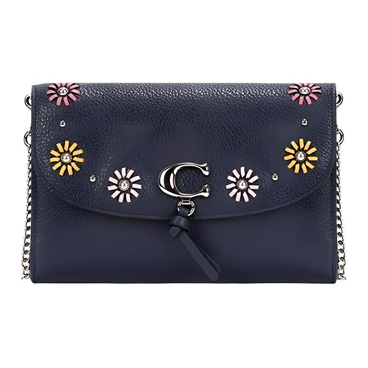 

Coach Remi 20 Beaded Daisy Print Leather Crossbody Envelope Shoulder Bag Women Bags Dark-Blue 2626-SVMQ Basic Set (Bag+Dust Bag)