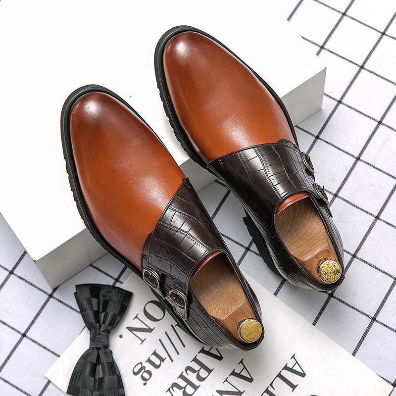 Golden Sapling Dress Loafers Patchwork Leather Shoes for Men Elegant Casual Business Shoe Men's Party Wedding Formal Office Flat