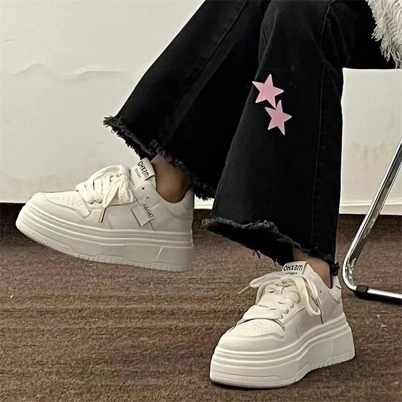 Female Fashion Ins Student Thick Bottom White Shoes Casual Shoes Sports Board Shoes