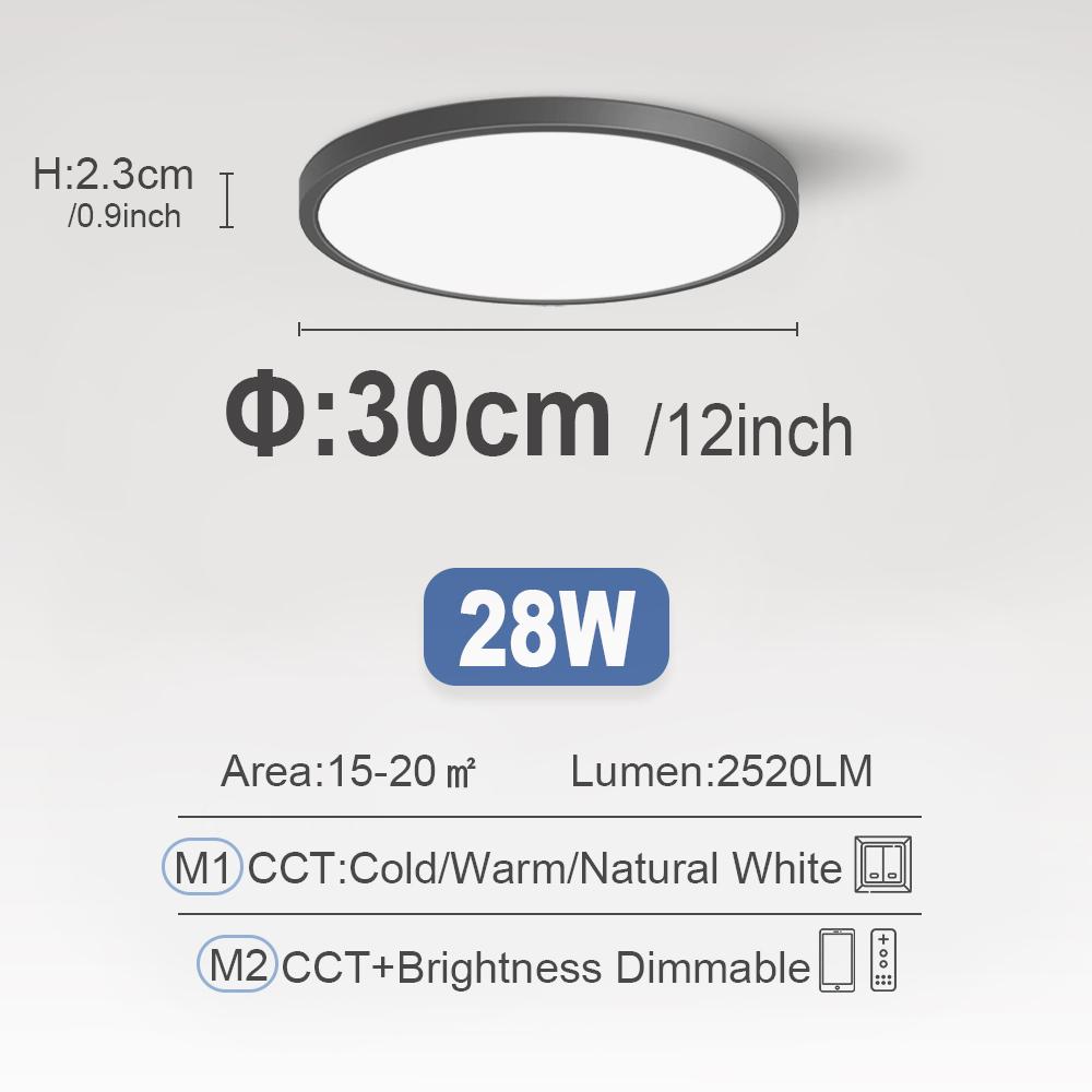 

Ультратонкие светодиодные потолочные светильники 0,9 дюйма, круглые и квадратные, с регулируемой яркостью, CCT, панельные лампы, светильник для спальни, коридора, домашнего декора Natural Light
