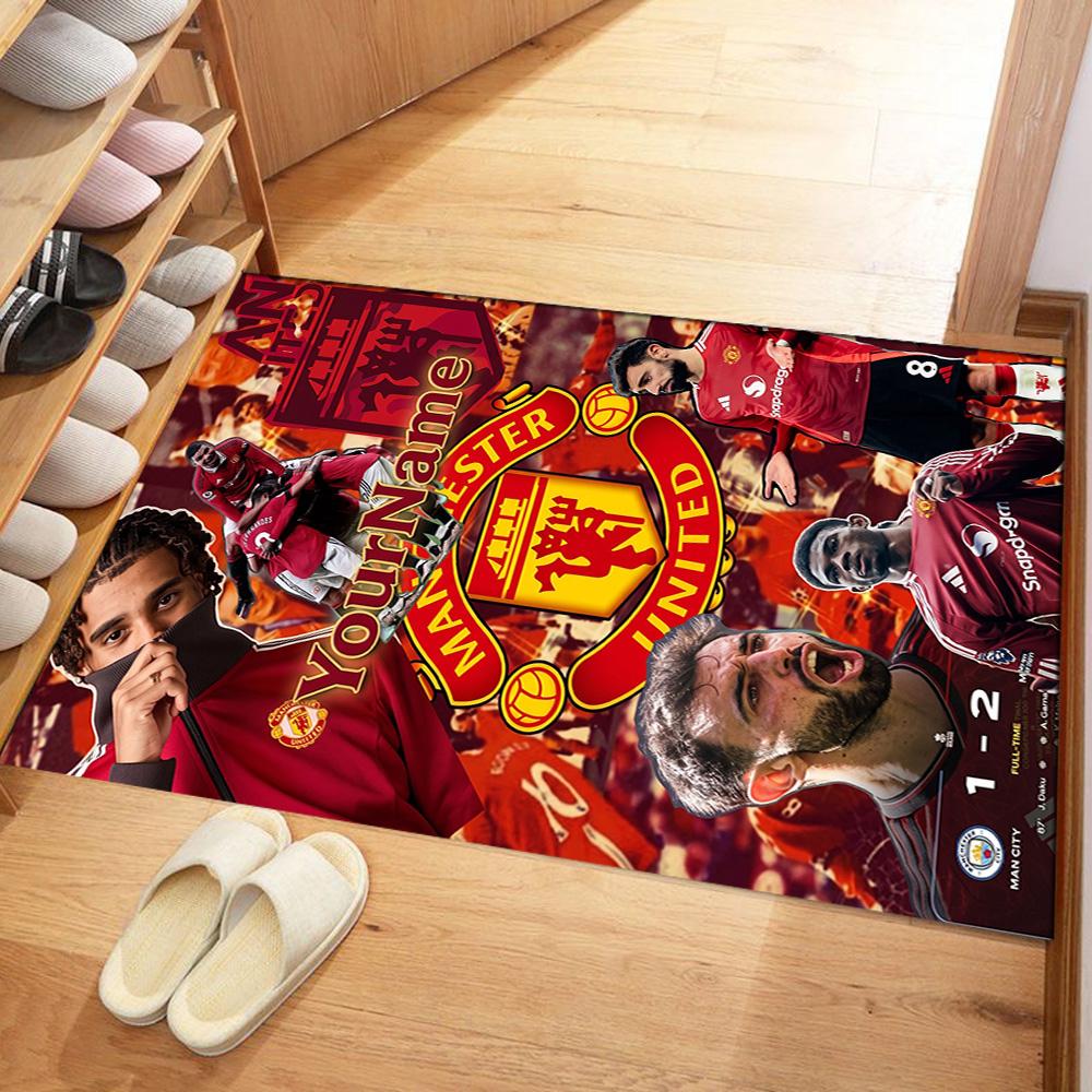 Manchester Customizable Name Carpet Perfect for Entryway Balcony Game Room Hallway Antislip Carpet Decorate Offices Birthday/Christmas Gift