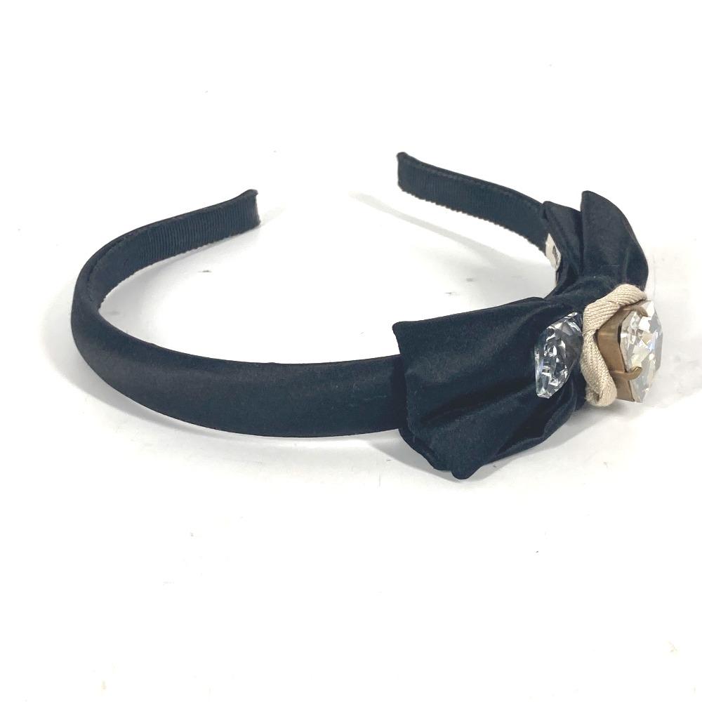 MIUMIU crystal Hair band head band Katyusha Satin Black