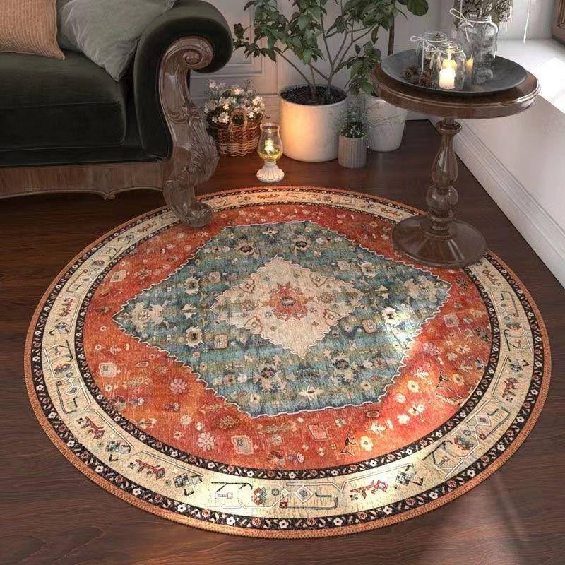 Retro Circular Carpet Home Bedroom Living Room Sofa Coffee Table Room Thick Floor Mat Carpet Chair Mat