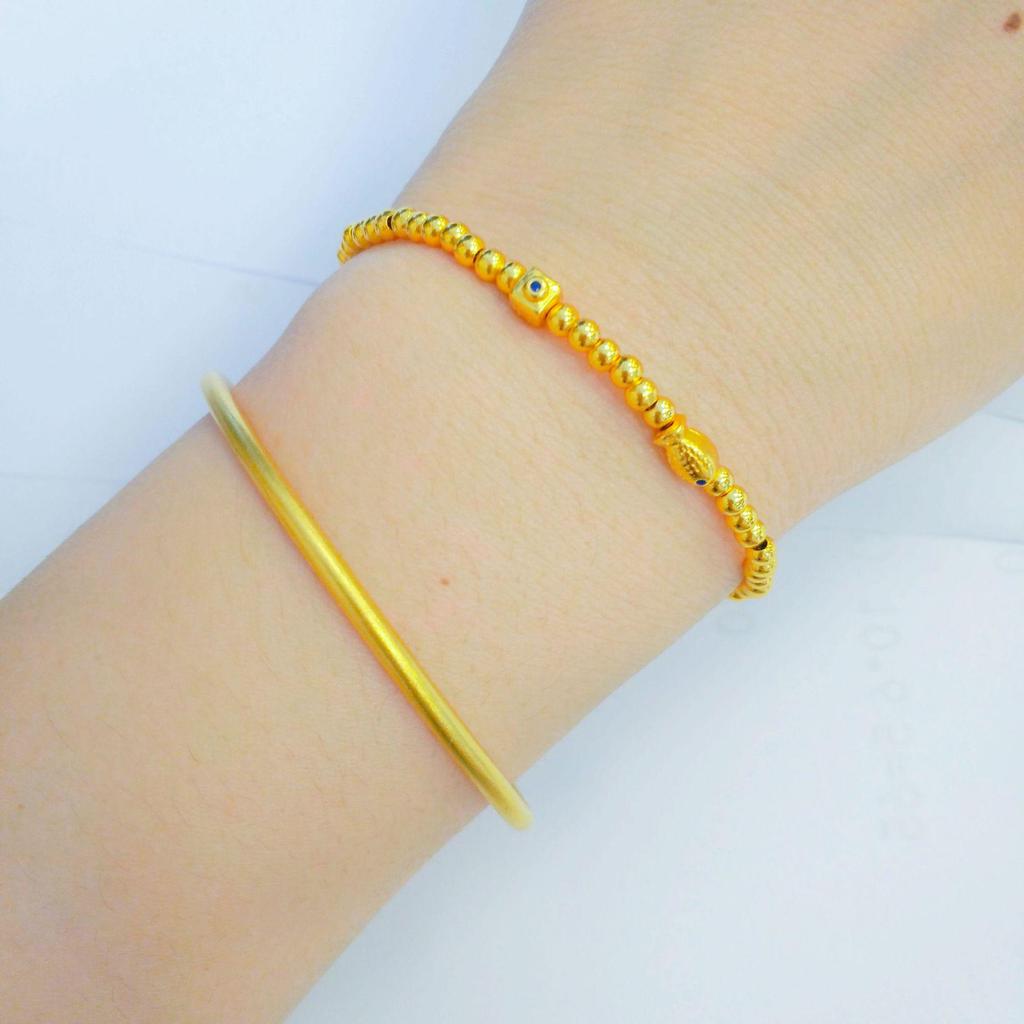 Gold Fish Abacus Bead Bracelet: Fashionable, Simple, Disco Beads, Imitation Vietnamese Sand Gold Jewelry for Women