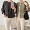 New Arrivals Open Run Women Pintuck Shirring Round Neck Short Sleeve Anorak