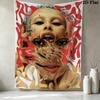 Doja Cat Pattern Wall Tapestry Aesthetic Wall Hanging Printed Fabric Blanket Decorative Tapestries for Bedroom Living Room Home Decor