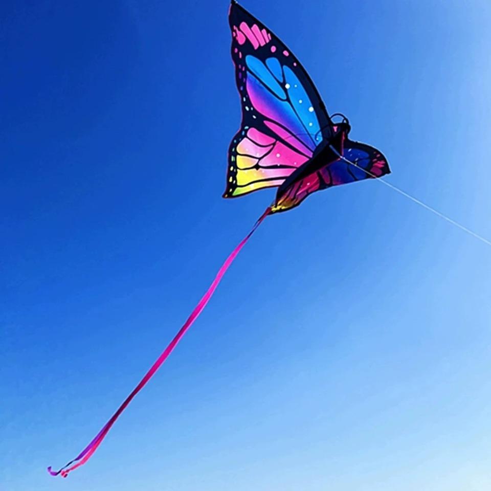 1.45m Colorful Butterfly Kite for Kids Easy To Fly Steering Flying Kites with Long Tail Outdoor Toys Perfect for Family Fun