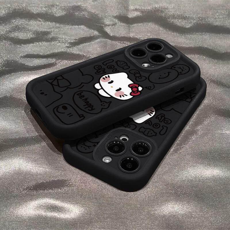 

Black Line Cat Phone Case for iPhone 17 Pro Max, 16E, 14 Pro, Tianyan 13mi iPhone 15 Plus