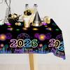 Black Gold New Year Disposable Tablecloth Happy New Year Party Decorations for Home 2026 Kitchen Dinning Plastic Table Cover