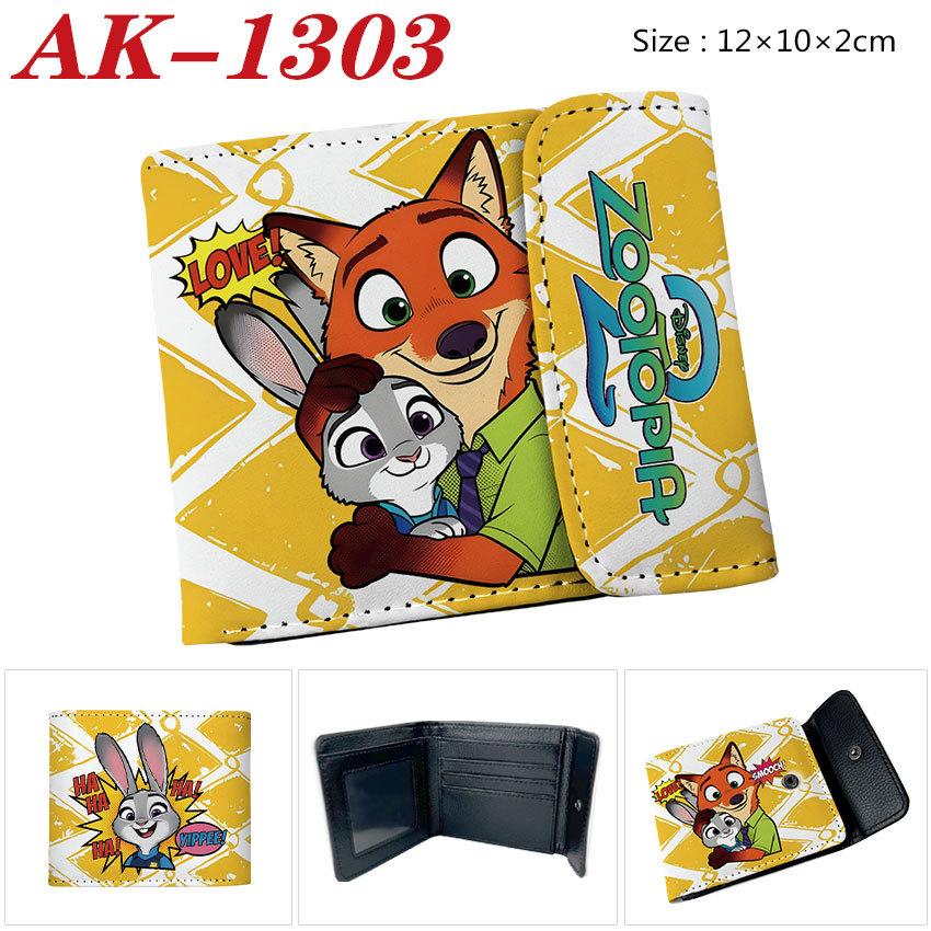 Zootopia Wallet PU Leather Snap Button Bifold Short Card Holder Cute Cartoon Purse for Women Girls 1pcs