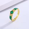 Hot Selling Fashion Emerald Zircon Ring for Women Light Luxury Enamel Drop Ring Ring