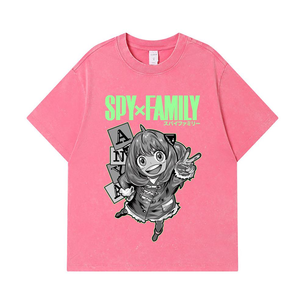 275 GSM Washed T-shirts 100% Cotton Spy x Family V5 Anya Print Unisex Heavy Cotton T Shirt