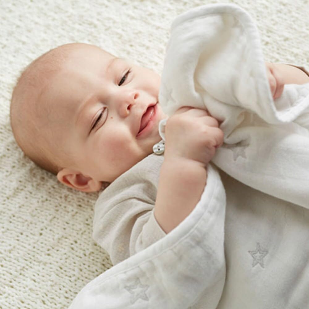 10mois Flauschige Gaze 90 x 110 cm (6-lagiger Mull) Decke, 100% Baumwolle, Silber, Mittel,