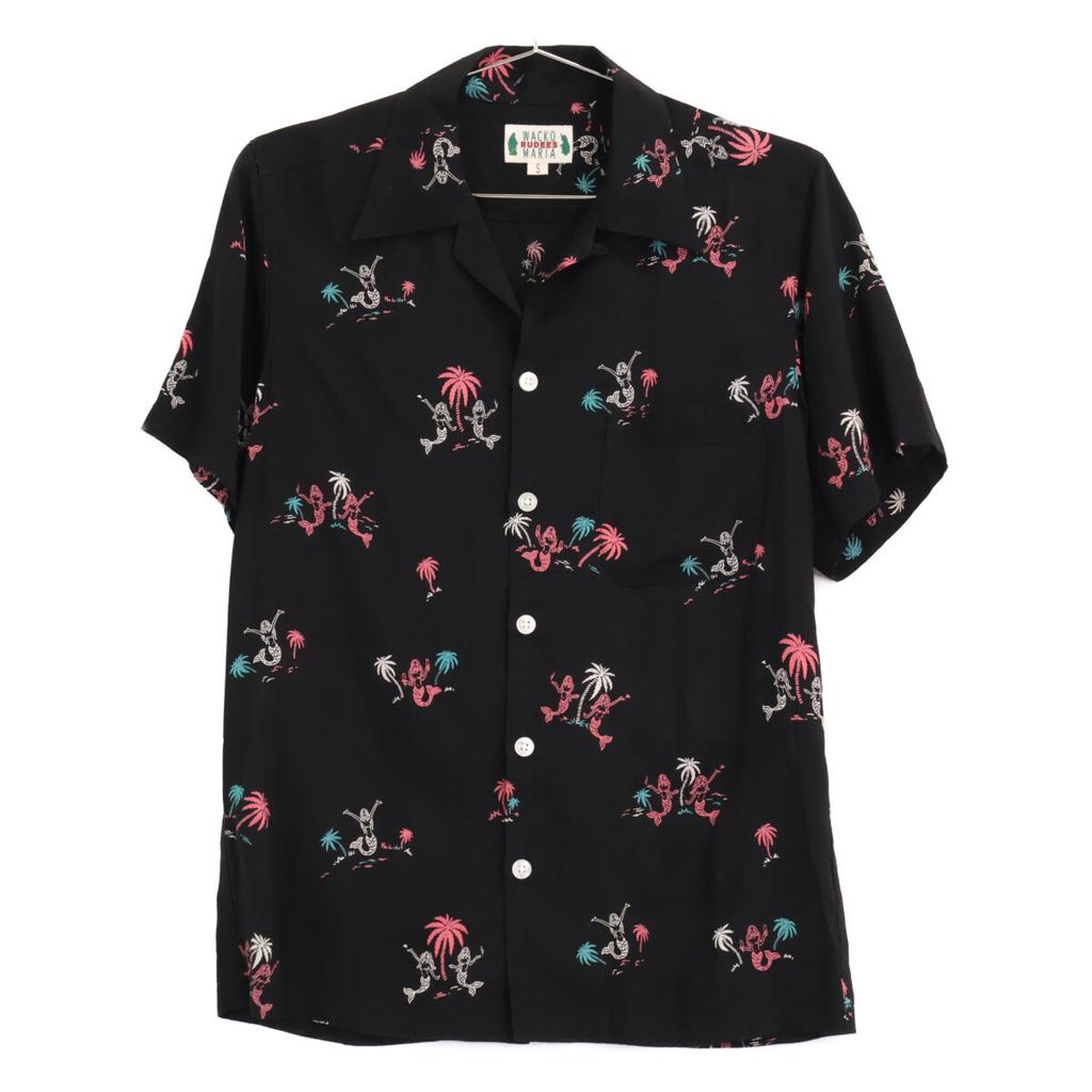 WACKO MARIA Black Mermaid Aloha Shirt tops S blackUsed