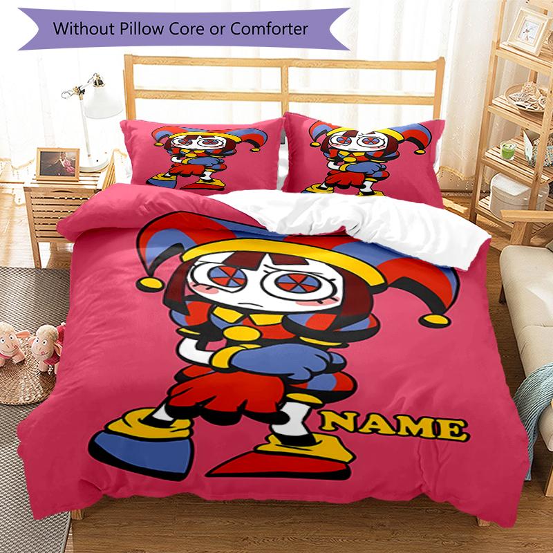 3pcs Custom Name The Amazing Digital Circus Bedding Set Duvet Cover Closure Includes 1 Duvet Cover & 2 Pillowcases, Soft and Comfortable for All Seaso