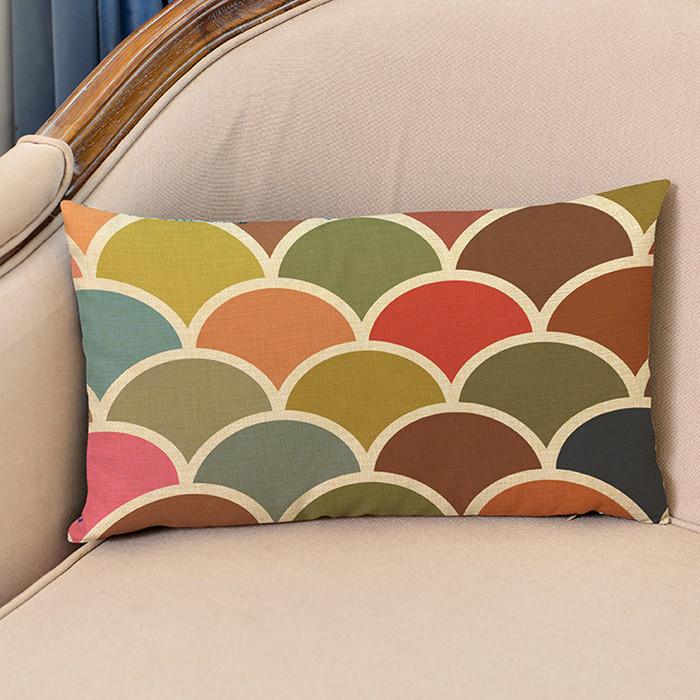 Nordic 30x50cm Geometry Style Cotton Linen Waist Cushion Cover Lattice Stripe Rectangular Sofa Decorative Throw Pillows Cover