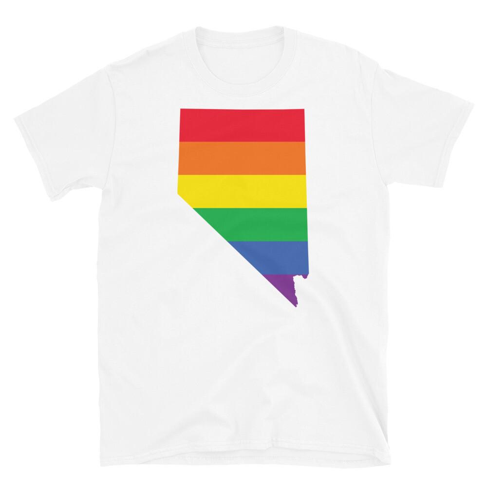 

Nevada State LGBTQ Rainbow Flag Gay Pride Short-Sleeve Unisex T-Shirt 3XL