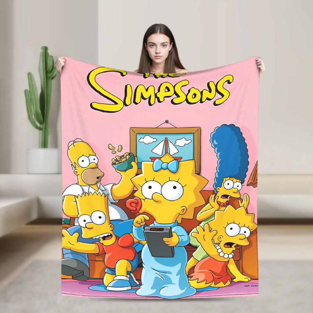 Super Warm Blanket Decorative The Simpsons Cartoon Throw Blanket Flannel Bedspread For Couch Chair Fluffy Sofa Bed Cover