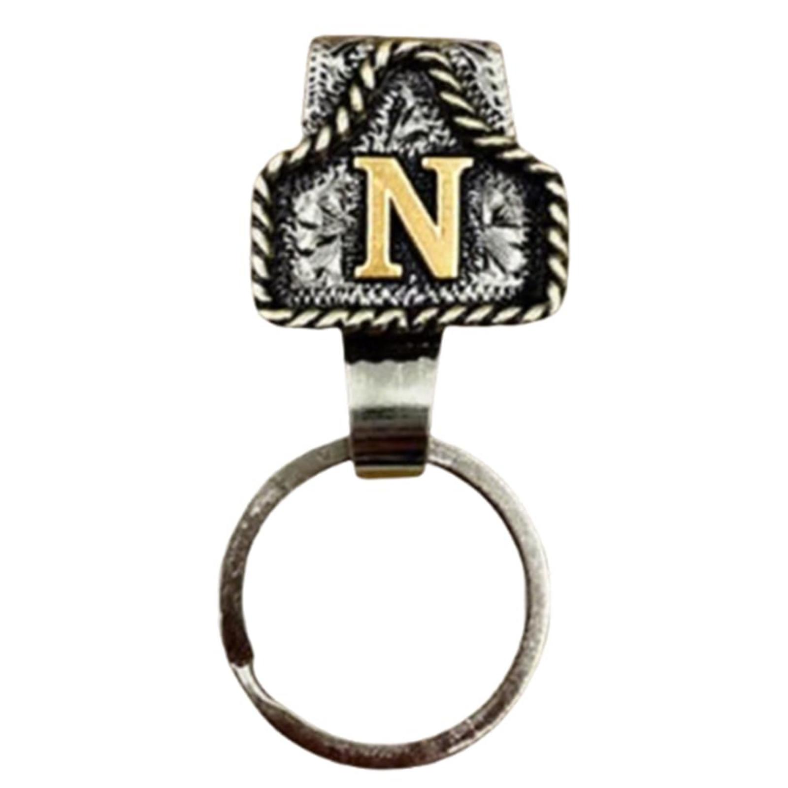 

Брелок для ключей с буквой в стиле западного ковбоя, Винтажный брелок-клип с инициалом ручной работы, Металлический брелок для ключей для ремня One Size