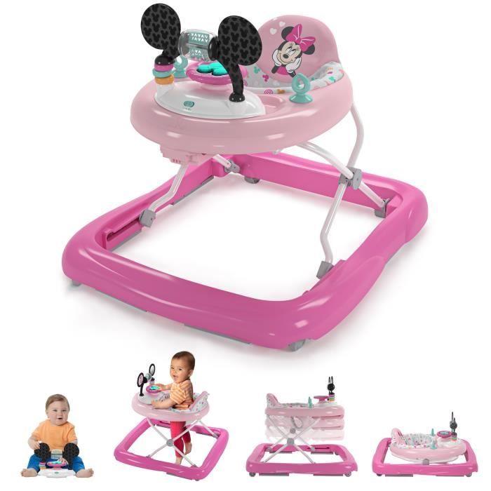 DISNEY BABY -MINNIE- Girello per bambina evolutivo e pieghevole 2-in-1 Con gioco di risveglio rimovibile integrato, regalo per bambini rosa