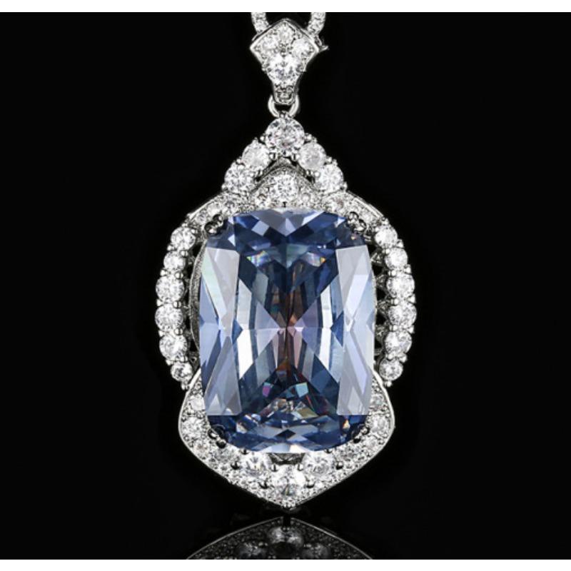 Jewelry Copper Bottom Gold-Plated Imitation Colored Treasure Square Diamond Luxury Pendant Necklace Stone 20 * 28