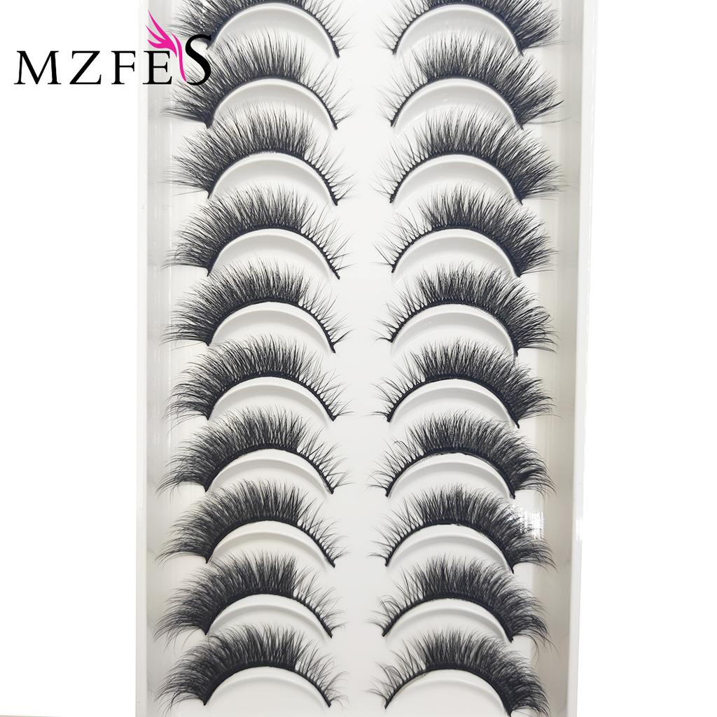 20 Style 10 Pairs Natural 3d Mink Lashes Soft False Eyelashes Cross Messy Dense Eye Lashes Extension Makeup Faux Cils Maquillaje