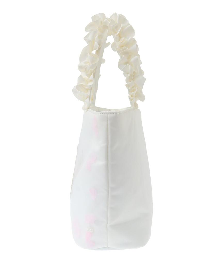 Maison de FLEUR Marie Petal Pearl Frill Handle Tote Bag, Off-White, Size F, 08000426500