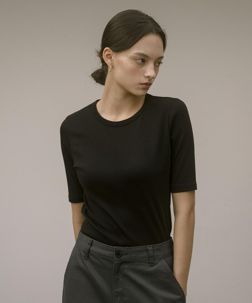 Siyajyu Sitp5138 Knee-Length Cotton T-Shirt_Black