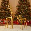 Minimalist Reindeer Statue Artistic Alloy Deer Sculpture Modern Abstract Golden Reindeer Ornament for Christmas Tabletop Mantel Living Room