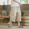 Men's Cropped Chinese Style Linen Shorts - Summer Wide-Leg 7-Point Casual Trousers