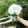 Custom European Simulated Rose Bridal Bouquet for Weddings, Photography, and Valentine's Day