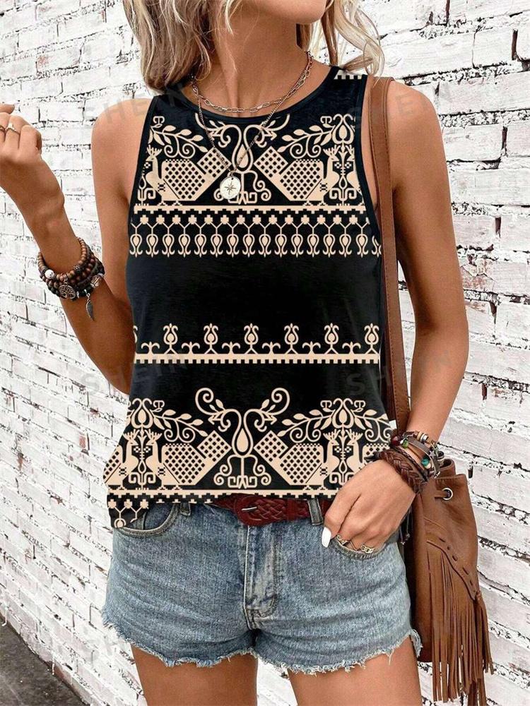 Outdoor Street Fashion Women's Sleeveless T-shirt Summer Casual Daily Crew Neck Tank Top Leopard Print Women's Elegant Tank Top