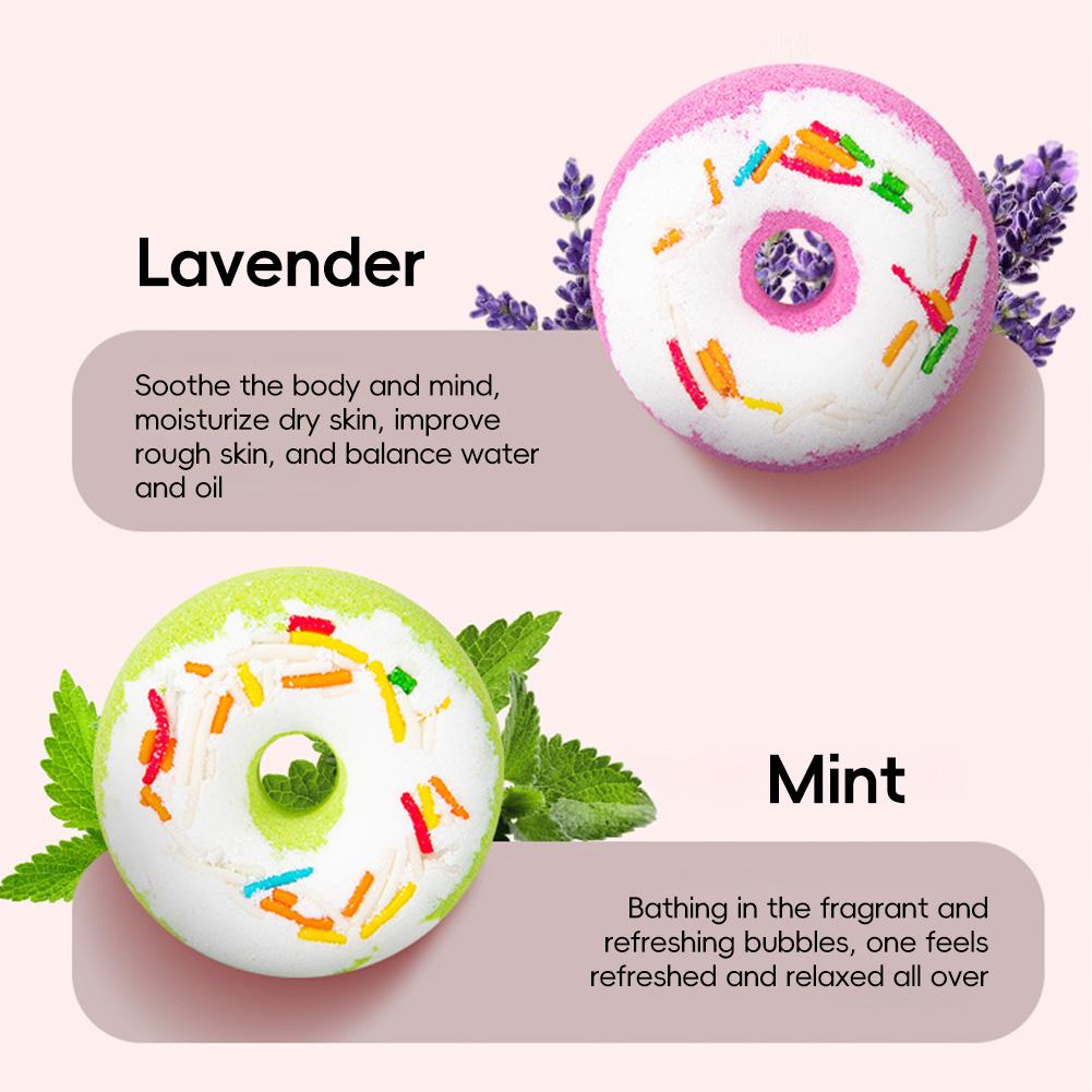 Doughnut Bath Salt Ball Essential Oil Bath Bubble Ball Aromatic Moisturizing Nourishing Skin Care Shower Ball Body Cleansing Self-Care Essential