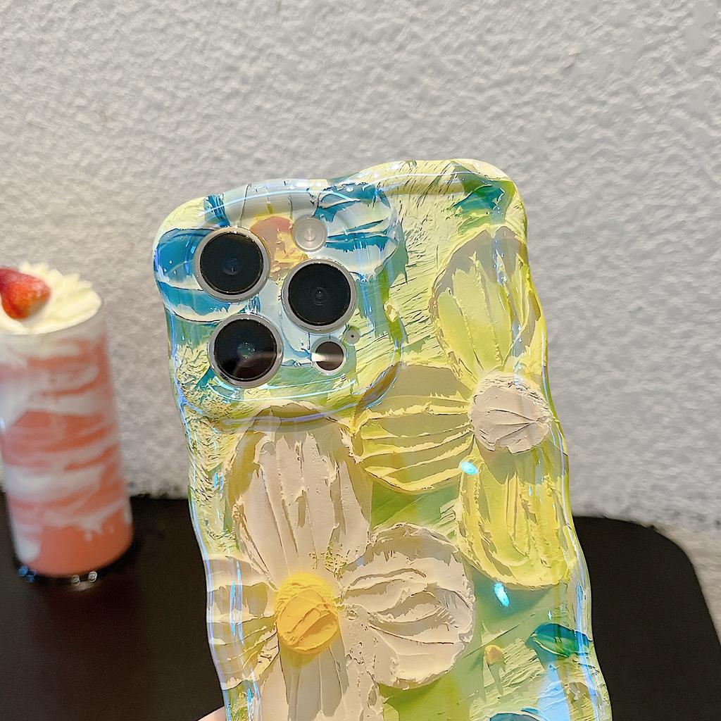 Retro Oil Painting Phone Case For iPhone 13 14 15 16 ProMax 12 11 Luxury Flower Print Shockproof Silicone Cover Artistic Decor