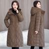Down Coat for Women Winter Fleece Thickened Plush Hooded Loose Windproof Casual Jacket