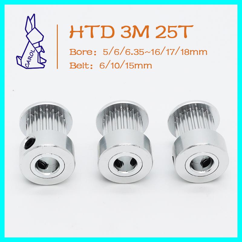 25Teeth HTD 3M Timing Pulley Bore 5/6/8~16/17/18mm For Width 6/10/15mm Belt Gears 3M Pulley Timing Belt Synchronizing Wheels 25T