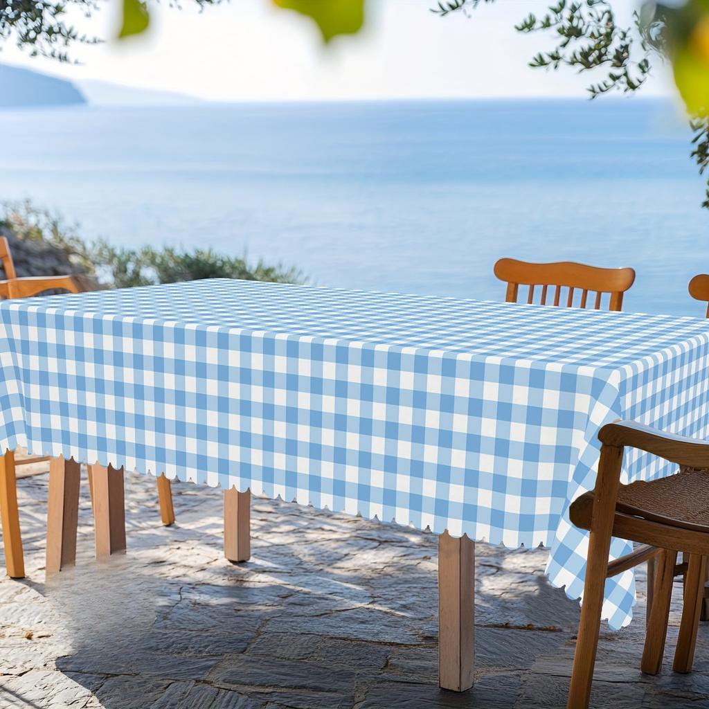 Blue and white checkered Rectangle tablecloth for table decor Reusable Waterproof Kitchen dining tablecloth wedding party decor