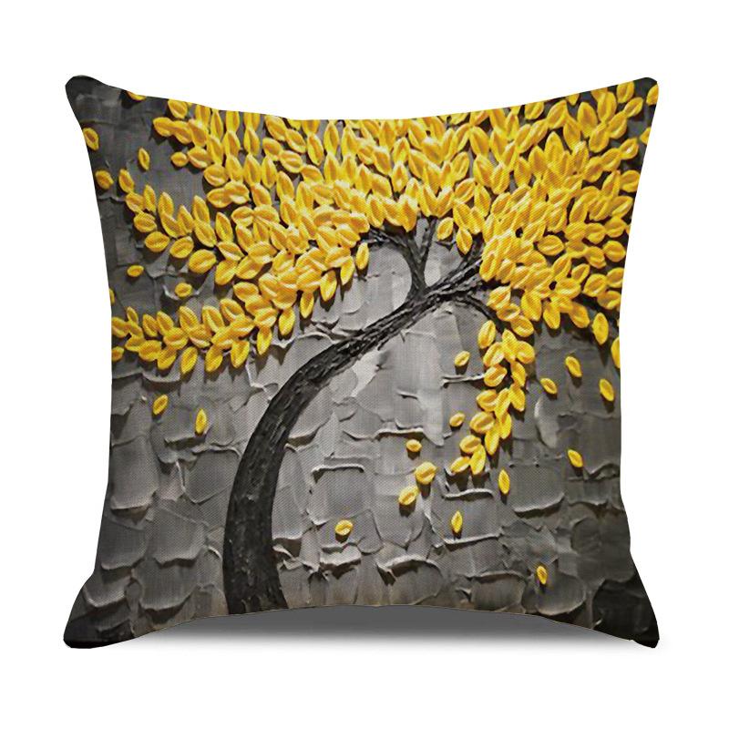 Nordic Home Furnishings Oil Painting Tree Pillow Cover Cartoon Pillow Linen Sofa Cushion Cover New Home Furnishing