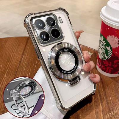Shockproof Plating Magnetic Bracket Magsafe Case On For OPPO Reno 14 14F13 12 11 Reno14 Reno13 F Pro 13F 12F 11F Silicone Cover