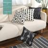 Set aus 4 dekorativen geometrischen Kissenbezügen - Modernes Muster Leinen Quadratische Kissenhülle für Sofa Couch