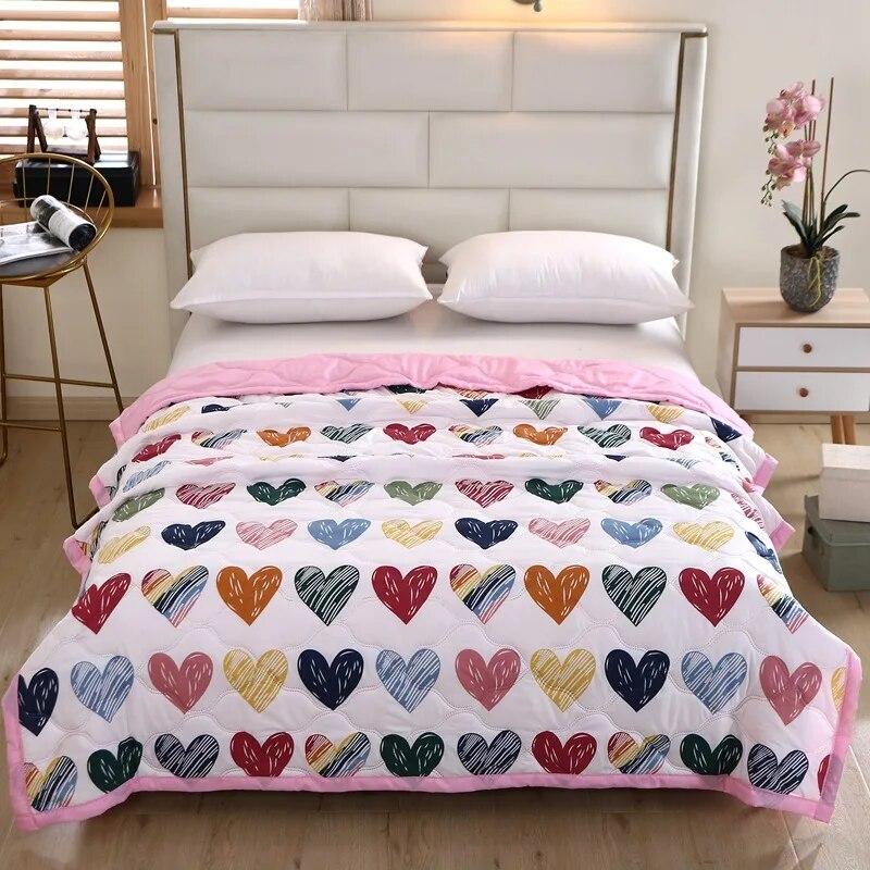 Quilt Comfortable Summer Sleep Brushed Printed Summer Cool Blanket Skin-friendly Air-conditioning Comforter Bedspread Bed Cover