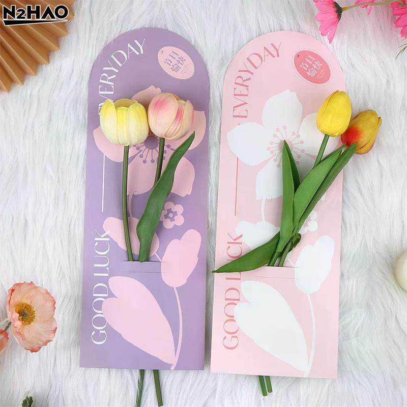 5Pcs Handheld Bouquet Packaging Box Paper Flower Card Flower Arrangement Paper Valentine's Day Festival Supplies