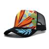 Colorful Leaf Embroidered Mesh Baseball Cap Outdoor Breathable Protection Sun