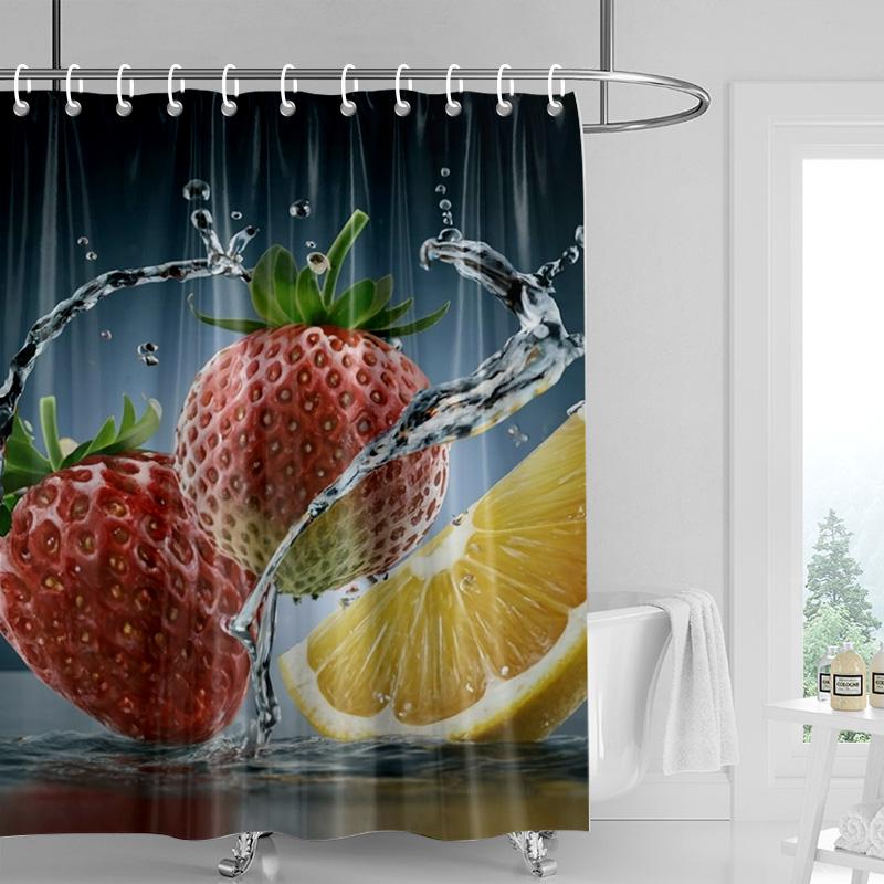 Frucht-Duschvorhang Waschbar Schmutzabweisend Duschkopf-kompatibel Wasserdicht Polyester-Badevorhang Für Heimdekoration