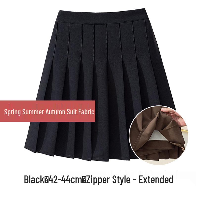 Women's High-Waisted Woolen Pleated A-Line Skirt - Slimming Autumn/Winter Academy Style