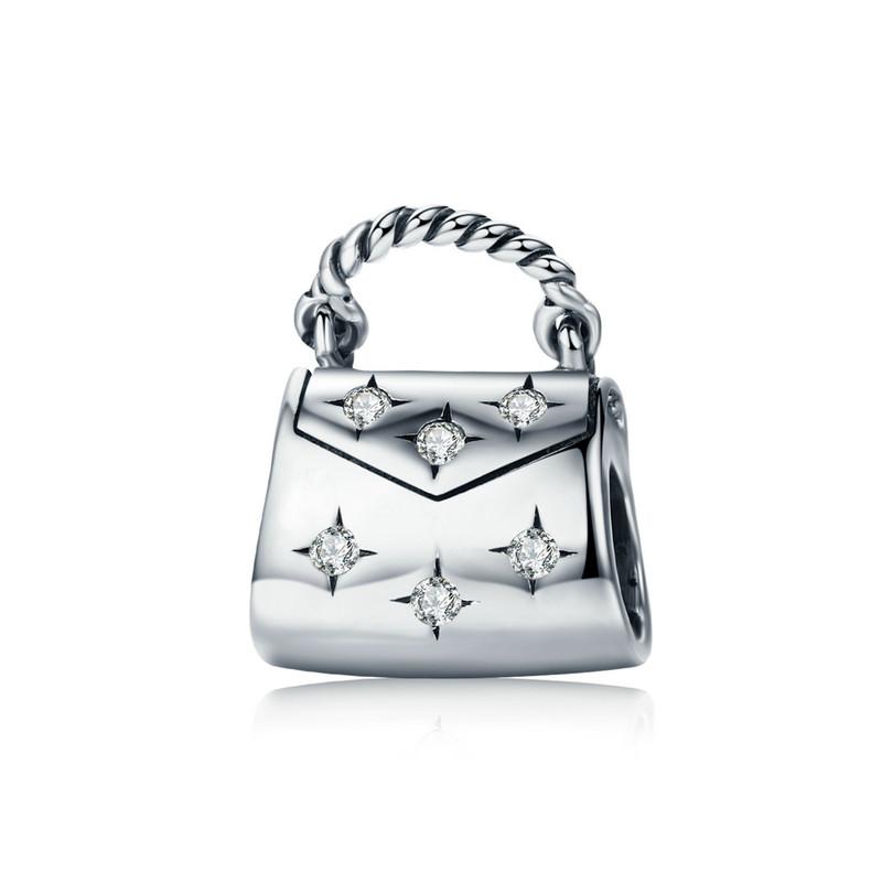 WOSTU 925 Silver Pink Heart Charms Lover Couple Wedding Pendant Opal Beads Fit for Bracelet DIY Valentine Gift
