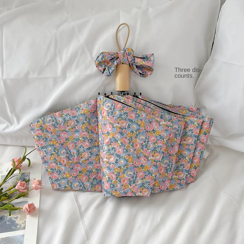 

Retro Floral Umbrella Women s Literary High-End Strong Sun Protection Sunscreen Sun Umbrella
