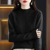 Half Turtleneck Thickened Knitted Sweater Solid Color Casual Sweater for Women Long-sleeved Loose Pullover Autumn