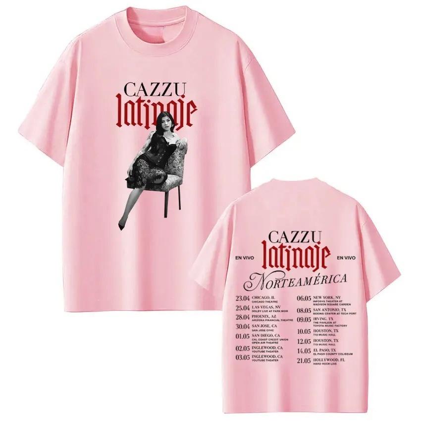 Unisex Women Fashion Hiphop Tshirts Singer Cazzu Latinaje 2026 Tour Graphic Tee Shortsleeved Cotton Aesthetic Oversized Tshirt